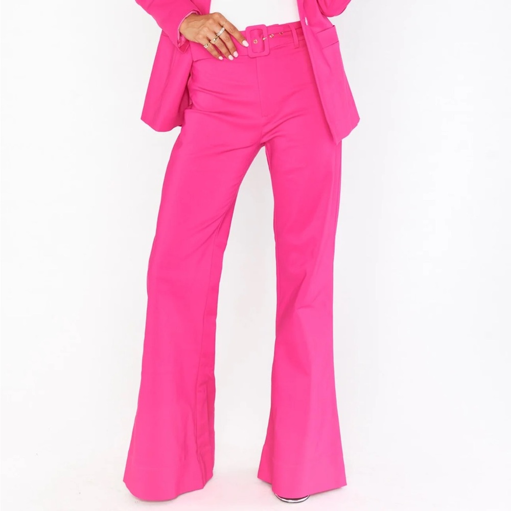 Show Me Your MuMu Bright Pink Pants size medium bell bottom flare